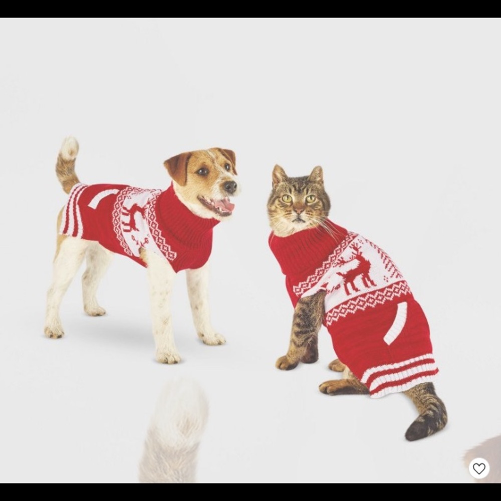*SOLD* Fair Isle Dog and Cat Sweater - Red, Size Medium